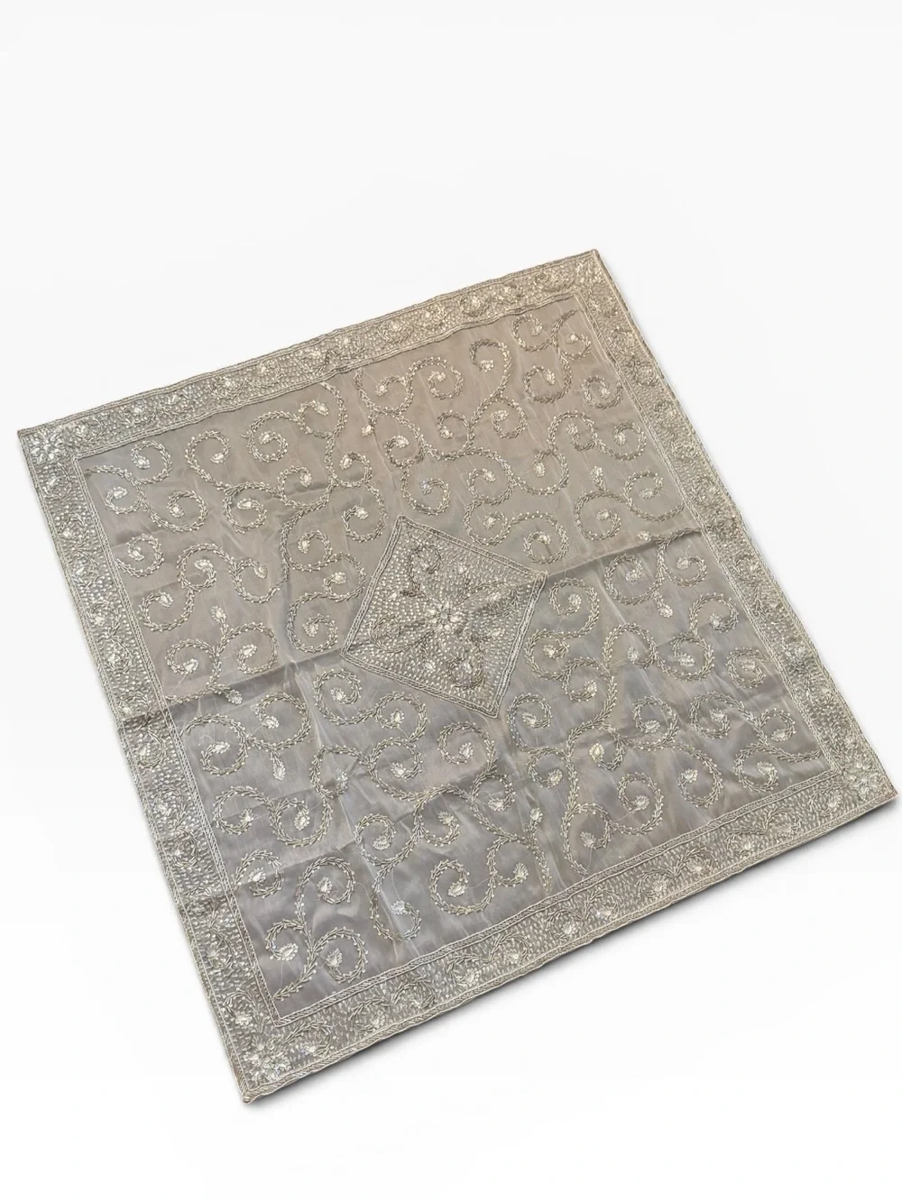 Nakashi White Embroidered Sheer Table Top